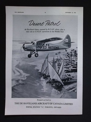 Original 1957 Reklame De Havilland Kanada DHC Otter United Nations Patrol
