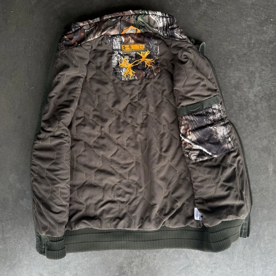 Under Armour Mens Hunting Vest Size S Green Canvas Quilted Lining EXCELLENT - Image 3 of 4