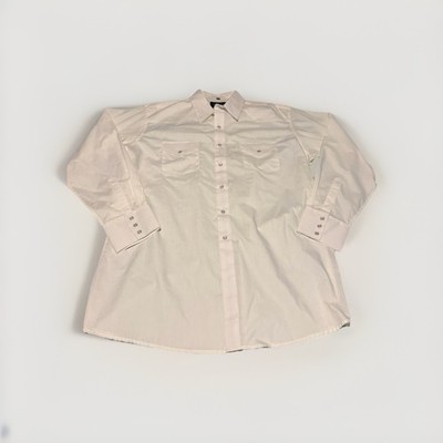 White Horse Mens White Pear Snap Long Sleeve Button Up Shirt Sz XL Vintage (A10)