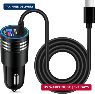 48W Super Fast Car Charger USB C Rapid Android Car Adapter with 30W Built-in Typ