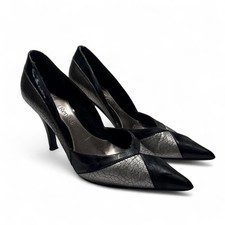 J. Renee black silver crocodile skin texture office siren heels size 9 1/2