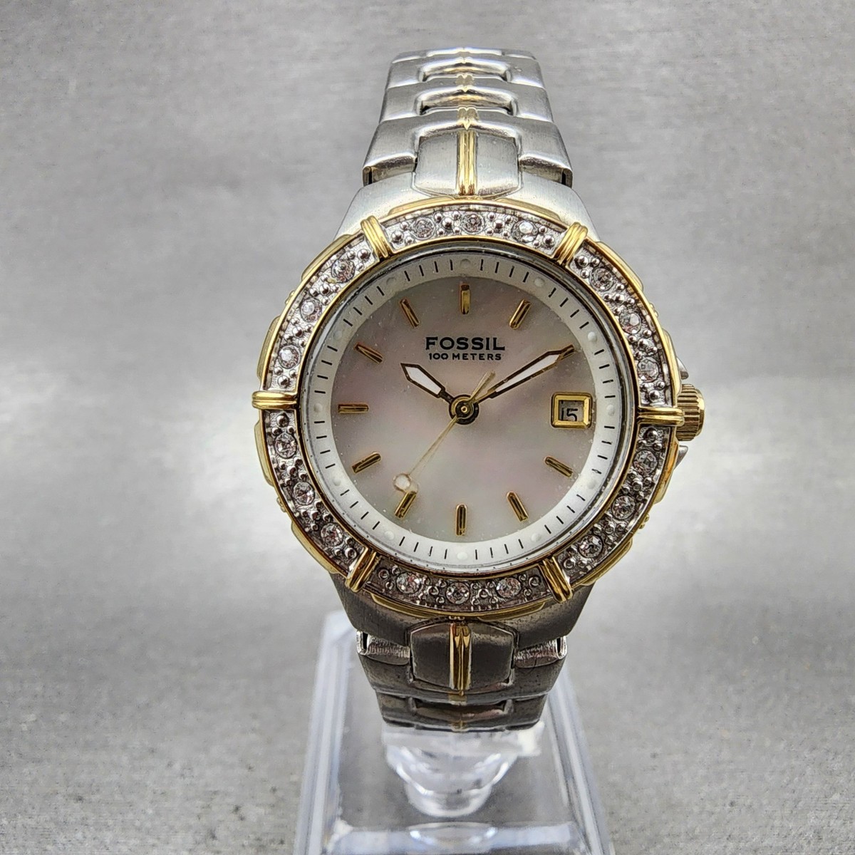 Fossil Two-Tone Crystal Women\'s Watch ?fossil two tone crystal rose gold silver unisex... | Depop main image 3