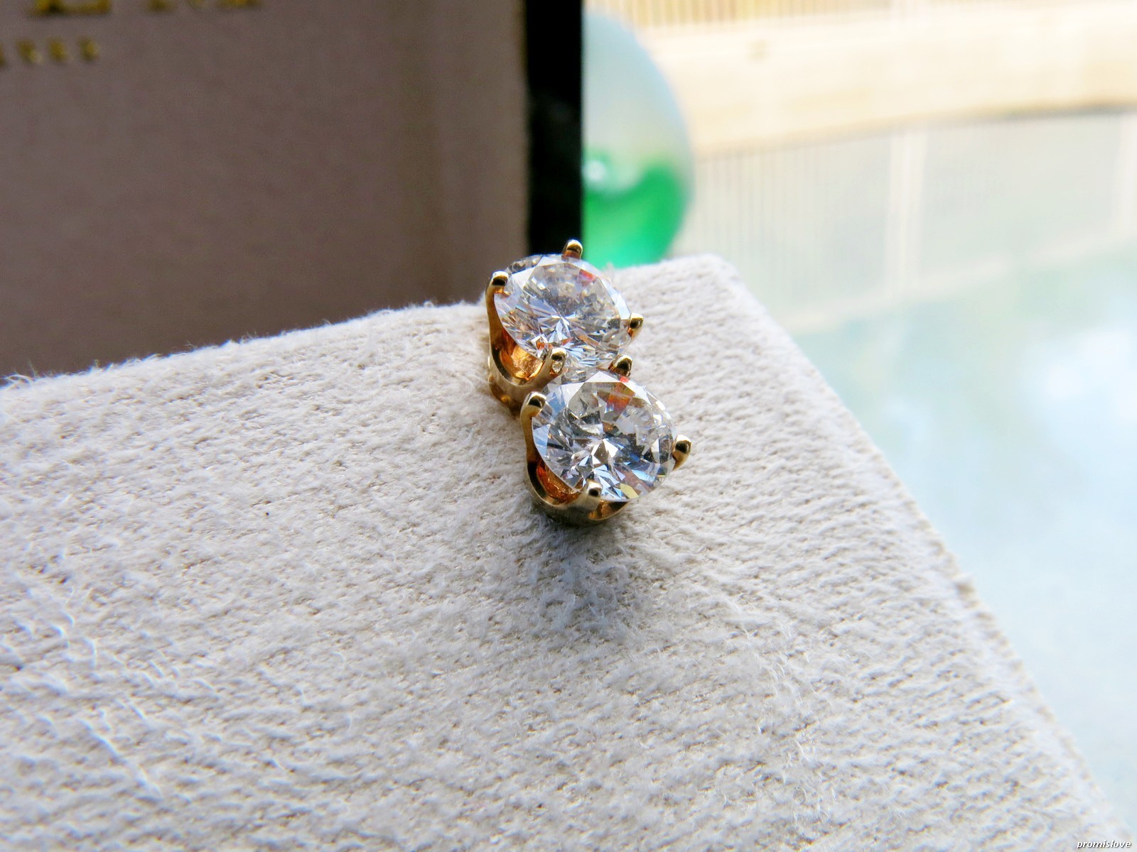 Earrings Stud SOLID Yellow GOLD 14K SOLITAIRE REA… - image 9