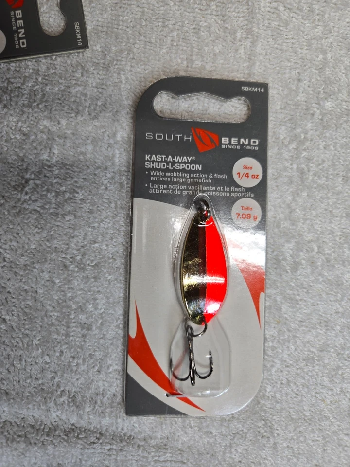 Paquete de 12 cucharas South Bend Kast A Way Shud-L 1/4 oz oro/naranja SBKM14-GOR, ¡NUEVAS! Foto 2 de 3