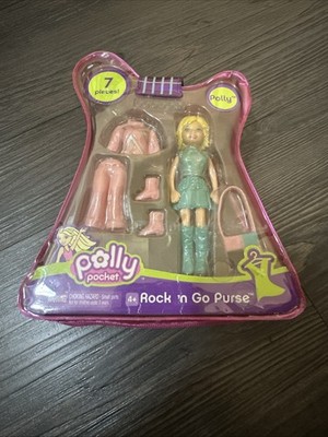 Polly Pocket Rock N Go Purse Set 2006 Rare w/ Accessories 2 Outfits Vintage