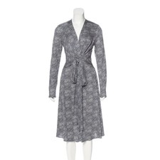 Tory Burch “Vanessa” navy/white speckled 100% silk tie-waist dress (XS)
