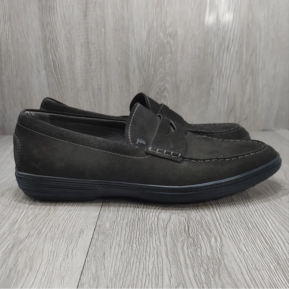 Tods Loafer Penny Bar Shoes Slip On Suede Brown Rubber Pebble Sole IT 9.5 EU 44 - Image 2 of 4