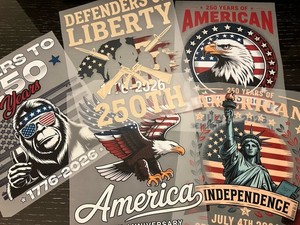 America 250 Iron On Transfers