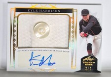 2/7 2022 Leaf Trinity GOLD SPECTRUM Kyle Harrison WORN BUTTON PATCH AUTO RPA RC