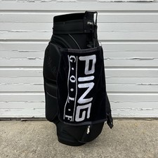 Ping 6 Way Golf Cart Bag Black Single Strap w/ Rain Cover Rare Bag READ