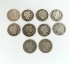 10 Lot 1900s & 1910s Barber Dimes .900 Silver 10 Cent Coin United States USA