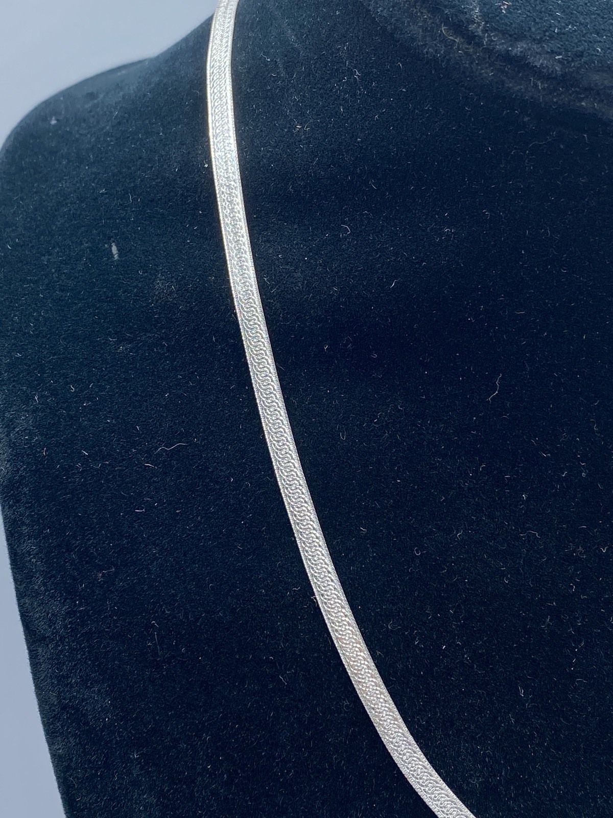 Sterling Silver Herringbone Reversible Necklace 5… - image 2