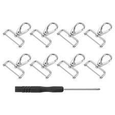 8Pcs Swivel Clasps, 1.5" D Ring Detachable Snap Hook with Screwdriver, Silver