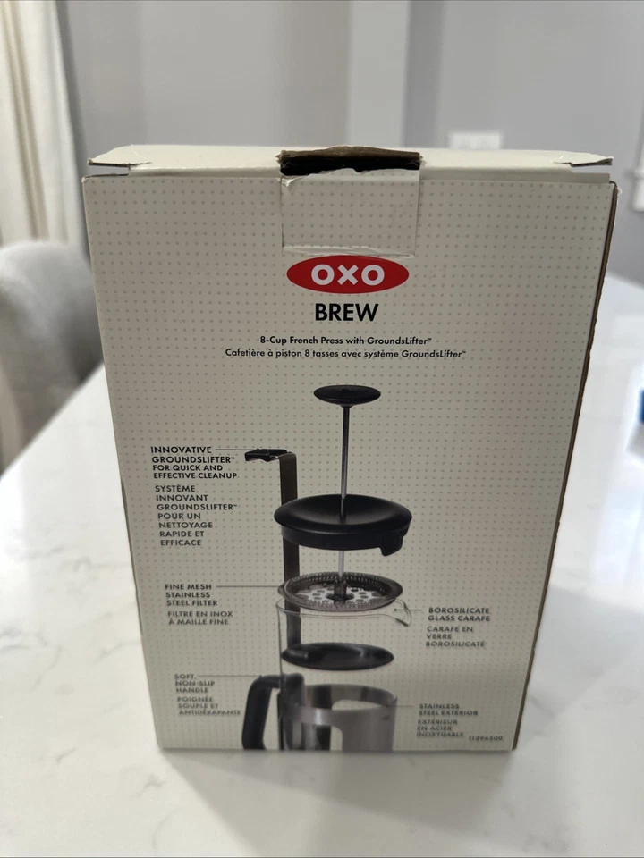 Cafetera de prensa francesa OXO preparar y servir jarra de vidrio 8 tazas (32 oz)/946 ml Foto 2 de 2
