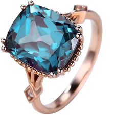 Alexandrite Ring Cushion Cut Gemstone Solid 925 Sterling Silver Ring For Women