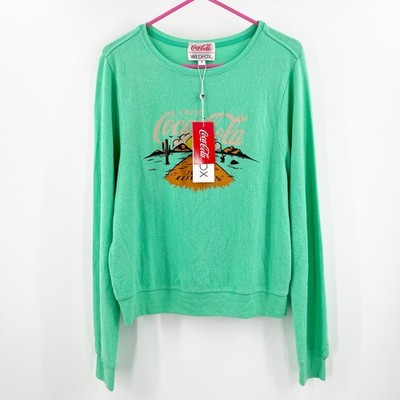 WILDFOX x Coca Cola Sweatshirt Size Small Travel Refreshed Graphic Green NWT