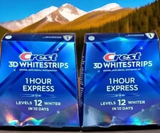 2 CREST 3D WHITESTRIPS DENTAL KIT 1 HOUR EXPRESS 12 LEVELS WHITER 20 X2 40 STRIP