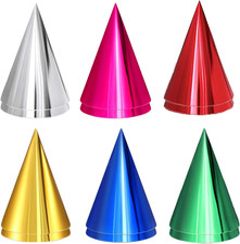 12 Pcs Party Hats, Birthday Hat for Adults, Mini Multicolor Paper Cone Hats, Met