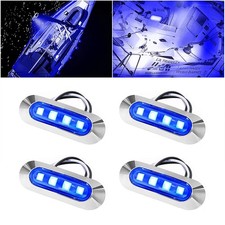 4x Marine Boat LED Courtesy Lights Cabin Deck Walkway Stair Light Blue 12V -24V