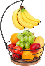 Countertop Fruit Basket Bowl with Banana Hang...
