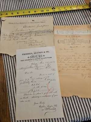 25+ Late 1800s Receipts. Railroad. Antique Stoves. Lumber Interesting History!