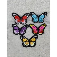 5 Piece Butterfly Embroidered Iron On Patch Set Craft Applique Decor