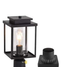 Dusk to Dawn Outdoor Post Light Hardwired, Black Lamp Post Lights with Pier M...