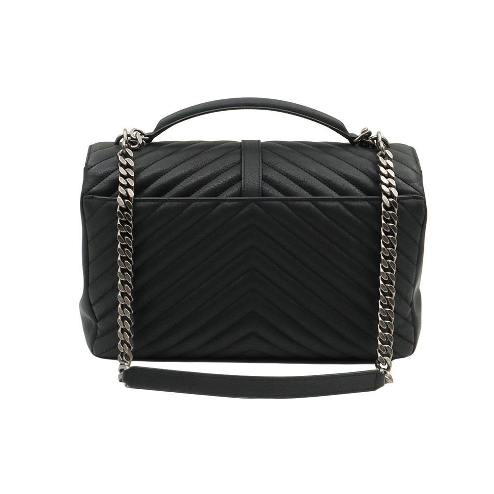 Saint Laurent Monogramma Nero Matelassé Classico Tono Argento Manico Superiore College