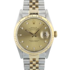 Rolex Datejust 36 mm 16233 Champagne Diamond Dial Gold Steel Jubilee 1991 Watch