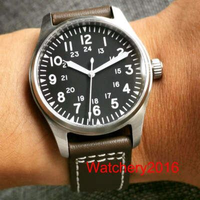 39mm Tandorio NH35A Waterproof Automatic Watch Men Luminous Hand Leather Strap