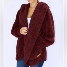 Nordic Beach Chocolate Cherry Sherpa Wrap One Size Fluffy Cozy Warm Campfire