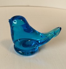 VTG Terra Studios Blue Bird of Happiness Glass Figurine 1987 Signed by Leo Ward