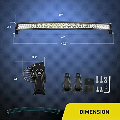 Barra de luz de trabalho LED Nilight curvada 42" 240W off road para caminhões Ford lâmpada de direção - Imagem 3 de 4