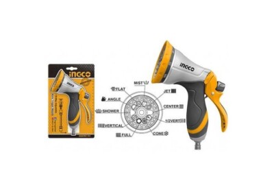 INGCO 10 Pattern Metal Nozzle Adjustable Water Sprayer Irrigation Spray ...