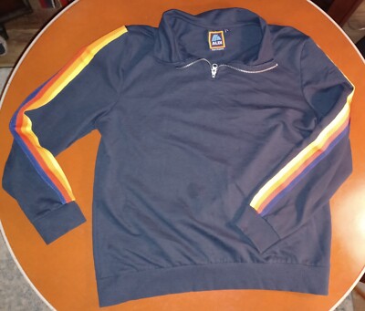 ALDI Gear Capsule Top Womens Large Blue Zip Pullover Sweater Sweatshirt  Rainbow