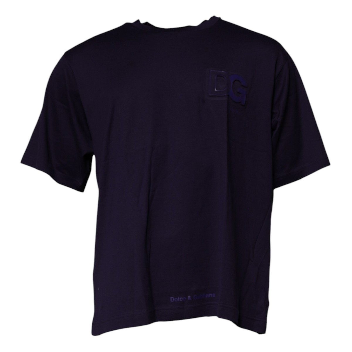 DOLCE & GABBANA T-shirt Navy Blue DG Logo Cotton Crew Neck IT46