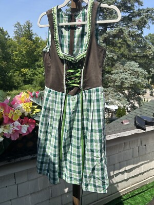 Spieth & Wensky Austrian Dirndl Dress Green And Brown Octoberfest Size 36, US 6