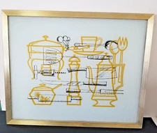 Vance Counter Surface Saver Gold & Black Glass Cutting Board Mod MCM 60s décor