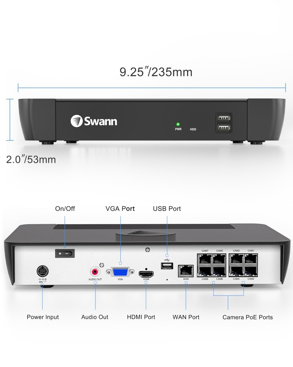 Swann NVR8-8580RN 4K 8-Channel Network Video Recorder 2TB