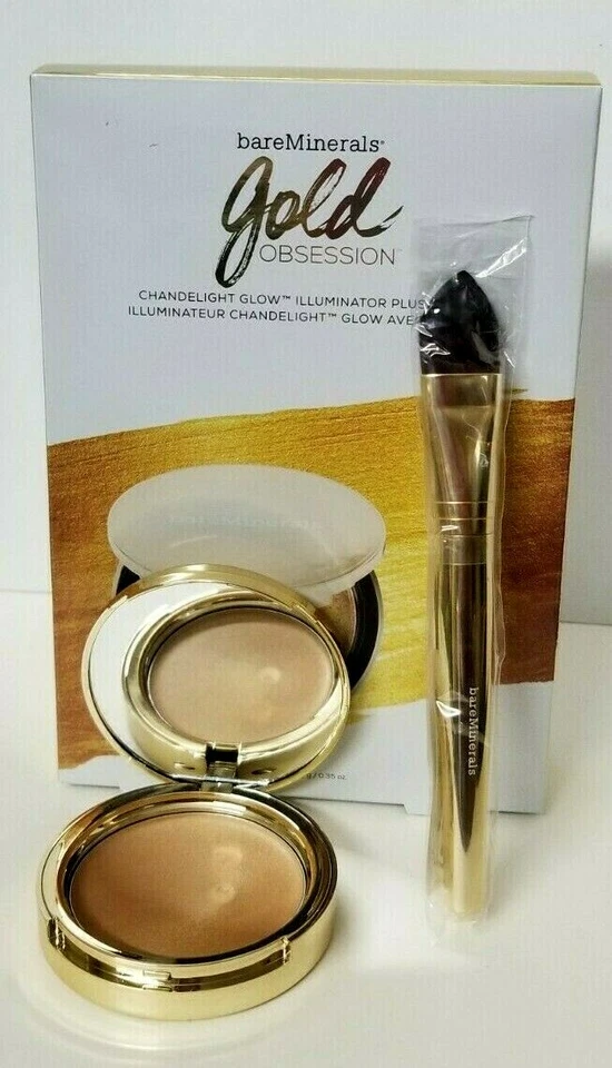 bareMinerals Chandelight Glow Illuminator GOLD OBSESSION + Limited Edition Brush - Image 2 of 4