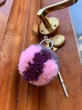 Pink Pom Pom keyring/bag charm raising funds 4 charity Refuge 