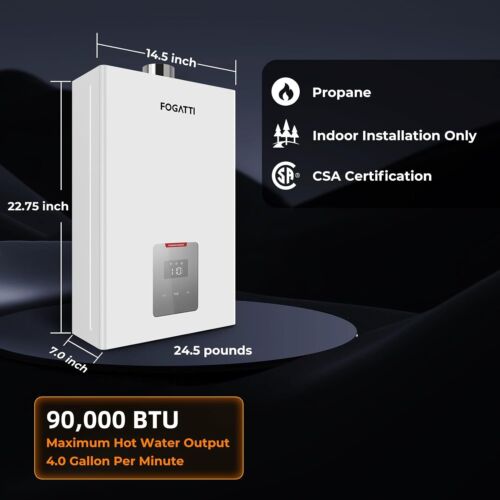 【99% NEW】4.0GPM 90000BTU Tankless Water Heater Propane Indoor CSA Certified - Picture 2 of 17