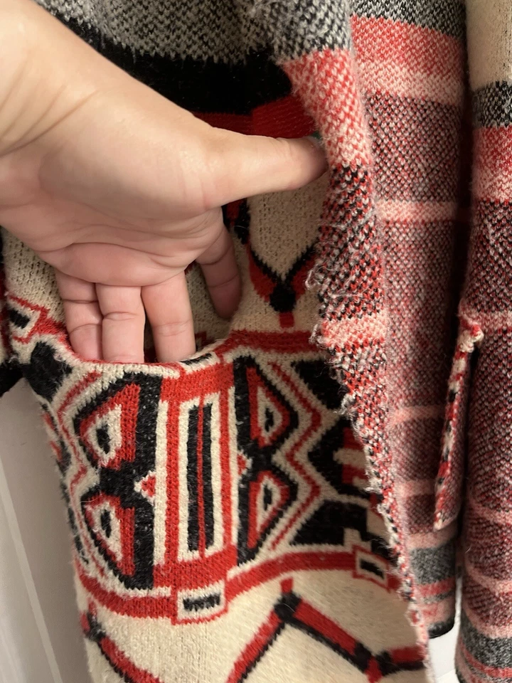 BCBG Maxazria открытый кардиган вязаный свитер Southwest бриллиант печати размер L - Изображение 2 из 4