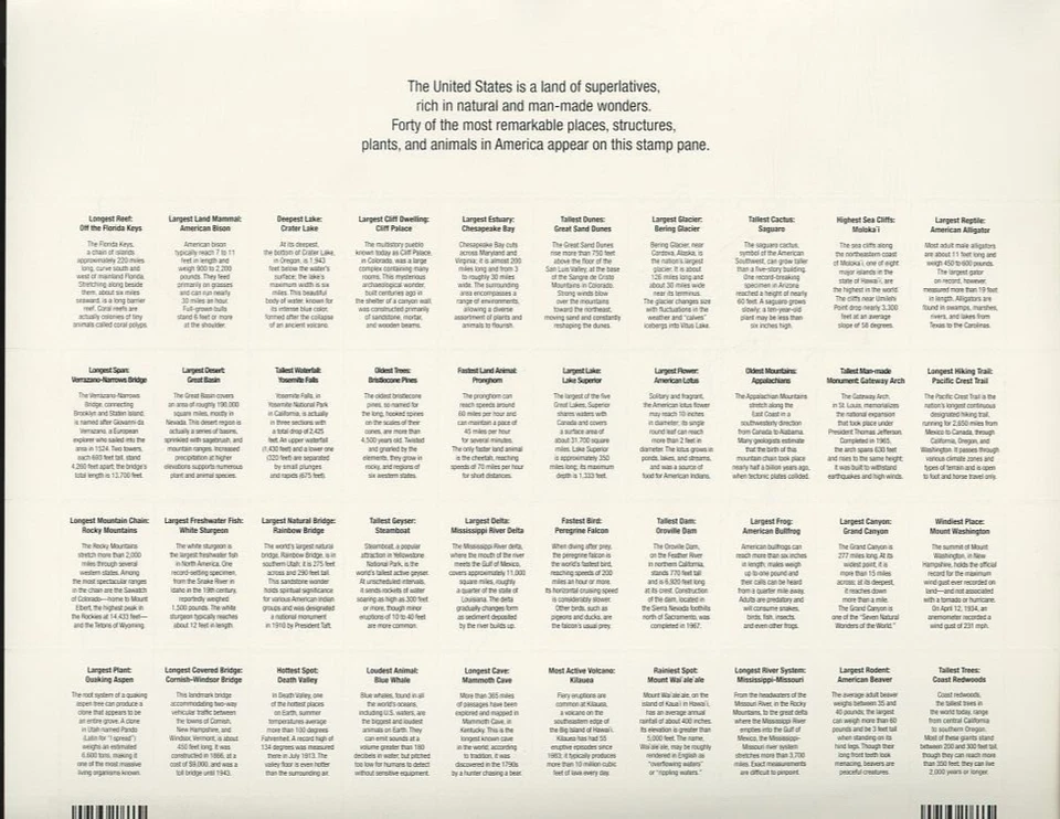 2006 Scott 4033 Wonders of America World of Superlatives Stamp Sheet - Image 2 of 2