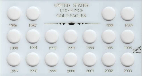 Capital Holder For 1/10 Ounce Gold Eagle Coins 1986-2003 White Display Case