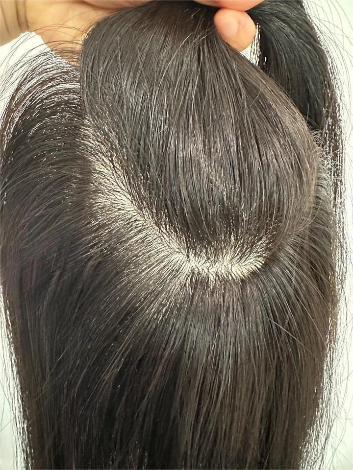 4.7"x5"Best Virgin Human Hair Toppers for Women, Free Part Silk Top Skin, 6"~18" - Image 4 of 4
