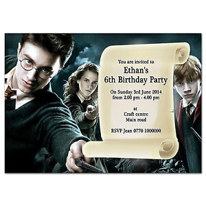 I036 Personalised Birthday Party Invitations Harry Potter 6th 7th 8th 9th 10th Ebay