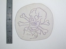 vtg 1960s Tattoo Flash acetate stencil Skull and Crossbones w Collar signed SK3