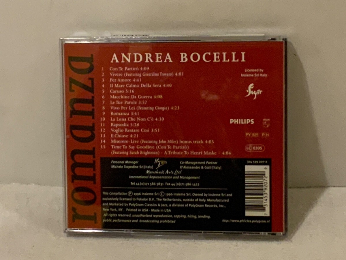 Andrea Bocelli - Romanza (CD-C) 731453920729| eBay