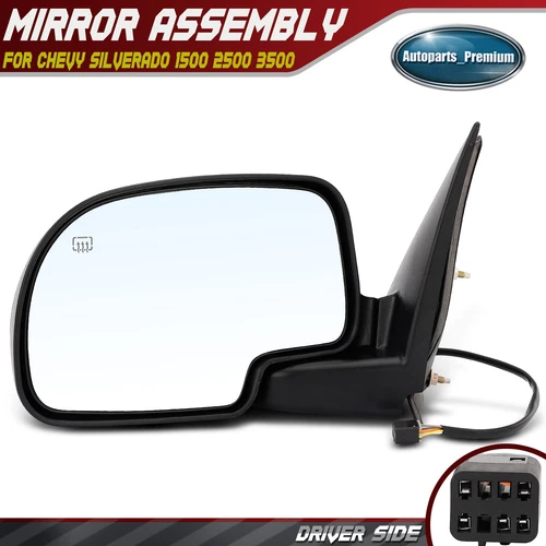 Driver LH Black Mirror for Chevy Silverado 1500 2500 3500 GMC Sierra 1500 Yukon